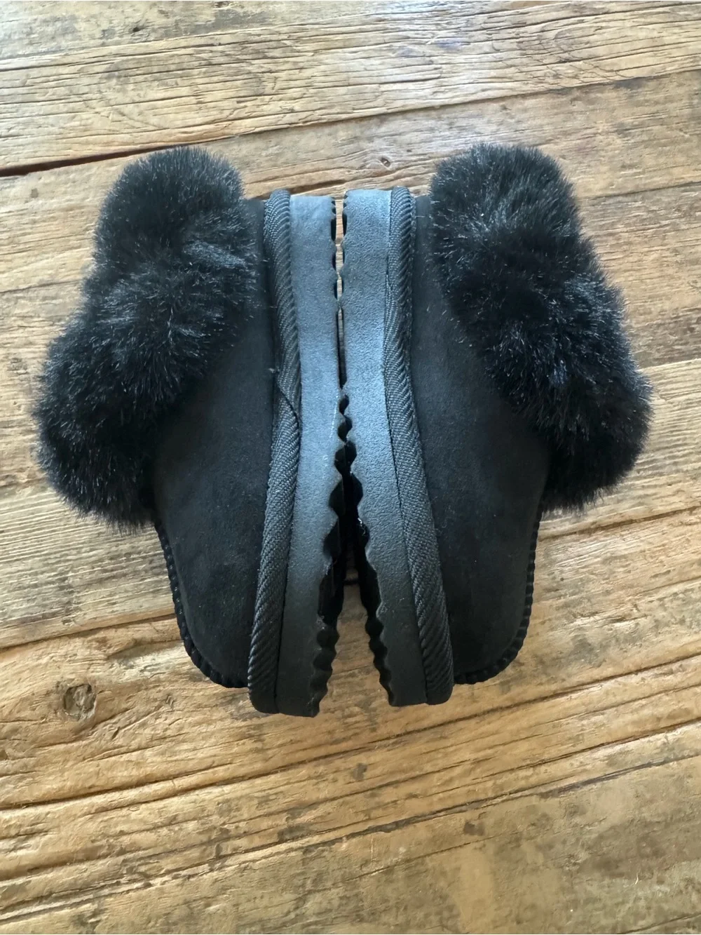 Toddler Piper Faux Fur Cuff Scuff Slippers - Cat & Jack™ Jet Black 7